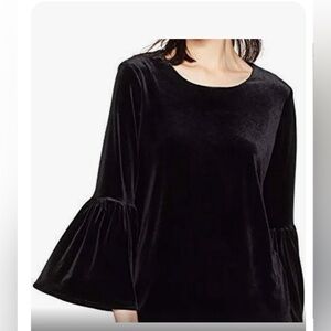 Calvin Klein Black Velour Bell Sleeve Top